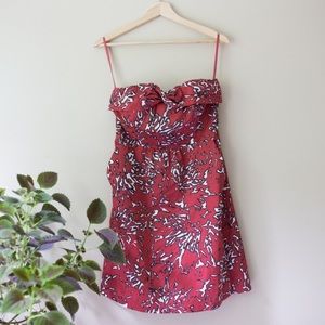 The Limited Red Strapless Dress Modern Print sz 8